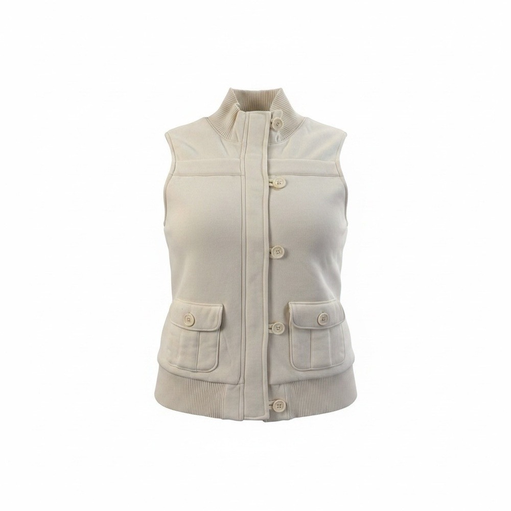 Tommy Hilfiger Sherpa Lined Vest XL Cream Button Zip Pockets Cozy Fall Gorpcore
